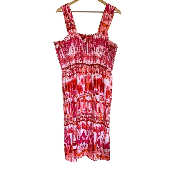 Faded Glory Dress Women's 4X Pink Tribal Sleeveless Smocked Pullover 26W-28W - Picture 1 of 8